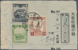 Mandschuko (Manchuko): 1936. Receipt Form For Registered Mail Bearing SG 41, 1f Brown, SG 67, 5f Ind - 1932-45 Manchuria (Manchukuo)