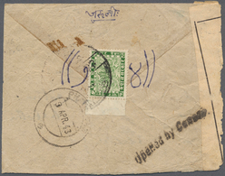 Nepal: 1943. Nepal Registered Postal Stationery Envelope 8 Pice Deep Green Upgraded With Nepal SG 58 - Nepal