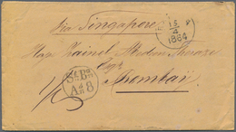 Niederländisch-Indien: 1864, Stamp-less Envelope (with Letter In Arabic) Addressed To India Cancelle - Netherlands Indies