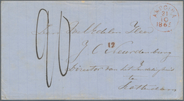 Niederländisch-Indien: 1865. Stamp-less Folded Letter Addressed To Holland Cancelled By Amboina Date - India Holandeses