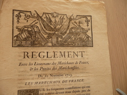 Delcampe - Maréchaux De France Règlement Lieutenants Maréchaux De France Et Prévôts Maréchaussée 10/11/1723 Belle Vignette Canon - Décrets & Lois
