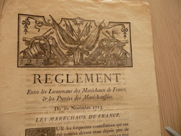 Maréchaux De France Règlement Lieutenants Maréchaux De France Et Prévôts Maréchaussée 10/11/1723 Belle Vignette Canon - Decreti & Leggi