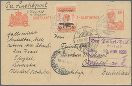 Niederländisch-Indien: 1928, "40 LUCHTPOST 40" On 60 C Airmail-stamp On Stationery Card 12½ C Flown - India Holandeses