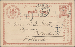 Nordborneo: 1900. North Borneo Postal Stationery Card 3 Cents Brown Cancelled By Sandakan Date Stamp - Borneo Septentrional (...-1963)
