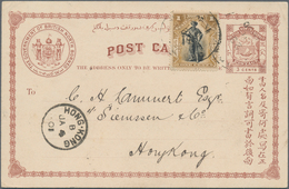 Nordborneo: 1900. North Borneo Postal Stationery Card 3 Cents Brown Upgraded With SG 92, 1c Black An - North Borneo (...-1963)