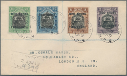 Nordborneo: 1918 RED CROSS 2c. On 25c., 2c. On 50c., 2c. On $1 And 2c. On $2 Used On Philatelic Regi - Bornéo Du Nord (...-1963)