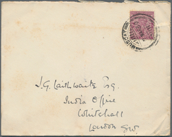 Oman: 1930. Envelope Addressed To London Bearing India SG 206, 1a Purple Tied By Muscat Double Ring - Oman