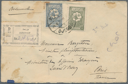 Saudi-Arabien: 1932. Registered Envelope (soiled) Addressed To France Bearing Saudi SG 302, 1½g Grey - Arabia Saudita