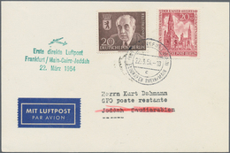 Saudi-Arabien: 1954, Incoming Air Mail From Frankfurt/Germany To Jeddah With Green Handstamp "Erste - Arabia Saudita