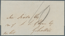 Singapur: 1853. Stampless Envelope Addressed To Gibraltar Dated 'Singapore 28th July 1853', Endorsed - Singapore (...-1959)