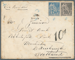 Singapur: 1882. Envelope Addressed To Scotland Bearing French General Colonies Yvert 50, 10c Black A - Singapore (...-1959)