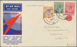 Singapur: 1933 Imperial Airways First Regular Flight Singapore-London: Illustrated Envelope To Londo - Singapore (...-1959)