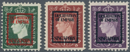 Singapur: 1944, PROPAGANDA STAMPS: Definitives In Design Of British KGVI Stamps Three Different Valu - Singapore (...-1959)