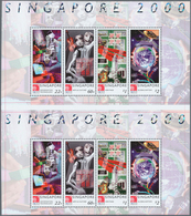 Singapur: 2000, Singapore. MILLENNIUM. The Set's Souvenir Sheet In An Uncut Vertical Block Pair. Min - Singapour (...-1959)