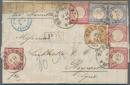 Syrien: INCOMING MAIL FROM GERMANY: 1872, Large Eagle Shield ½gr. Orange, 4x1gr. Red And 2x2gr. Blue - Siria