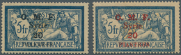 Syrien: 1920, Merson 5fr. Blue/creme With Opt. 'O.M.F. Syrie 20 PIASTRE' In BLACK And RED, Mint Ligh - Syrië