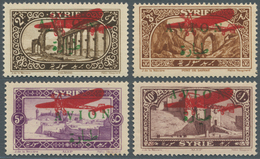 Syrien: 1925, Airmails, Red "Plane" Surcharge On Green "AVION" Overprints, Not Issued, Complete Set - Siria