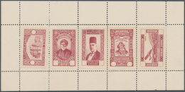 Syrien: 1934, 10 Years Republic Five Different Values, Redbrown Imperf Die Proofs Without Value Moun - Syrien