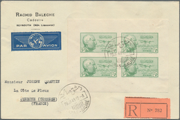 Syrien: 1945, President Shukri Al-Quwatli, 5pi. Green, Imperforate Mini Sheet With Four Stamps (slig - Syrië