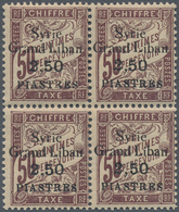 Syrien - Portomarken: 1923, 2.50pi. On 50c. Lilac-brown, Not Issued, Block Of Four, Unmounted Mint. - Syria