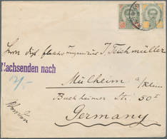 Thailand: 1895. Envelope (shortened At Left) Addressed To Germany Bearing SG 14, 4a Green And Brown - Tailandia