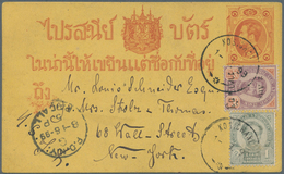 Thailand: 1899. 1st Issue Postal Stationery Card 1a Yellow/orange Upgraded With SG 11, 1a Green And - Thaïlande