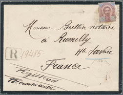 Thailand: 1900 Registered Mourning Cover From Bangkok To Rumilly, France Franked By 1887 24c. Lilac - Thailand