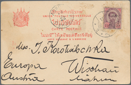 Thailand: 1900-01 DESTINATIONS: Two Covers And A Postcard To Foreign Destinations, With 1) Large Par - Thaïlande