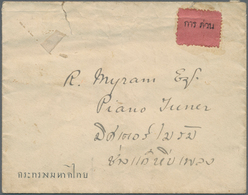 Thailand: 1900 (ca.), Court Mail: Pink Perforated Label On Small Cover (faults) Used Bangkok Local T - Thailand