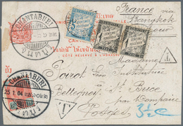 Thailand: 1903, Picture Postcard To France, Initially Franked On Picture Side With 1 A Green King Ch - Thailand