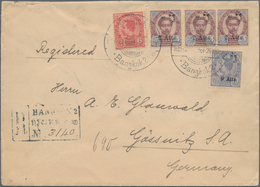 Thailand: 1908. Registered Envelope Addressed To Germany Bearing SG 74, 6a Carmine, SG 110, 2a On 24 - Tailandia