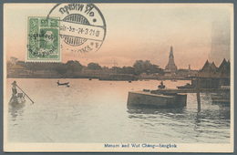 Thailand: 1921. Picture Postcard Of The 'Menam & Wat Chang, Bangkok' Addressed To France Bearing Sco - Thailand