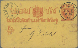 Thailand - Ganzsachen: 1887/1898: Three Postal Stationery Cards Including 1898 Card 4 Atts From Bang - Thailand