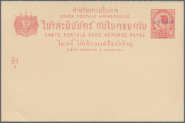 Thailand - Ganzsachen: 1910 Ca., 4 Atts. Double Stationery Card Value Stamp Overprinted "ULTRAMAR", - Tailandia