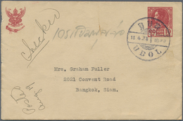 Thailand - Ganzsachen: 1933. Postal Stationery Envelope 10s Red Written From Saigon, Lndo-China And - Thaïlande