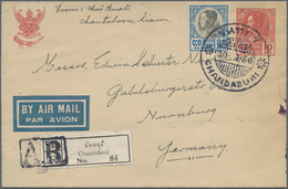 Thailand - Ganzsachen: 1937. Registered Air Mail Postal Stationery Envelope 10s Red Upgraded With SG - Tailandia