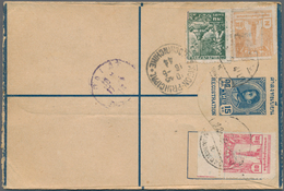 Thailand - Ganzsachen: 1944. Registered Rama VII Postal Stationery Envelope 15s Blue Upgraded With S - Thaïlande