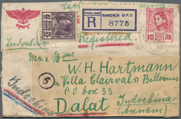 Thailand - Ganzsachen: 1946. Registered Siam Postal Stationery Letter Card (tears At Top, Soiled) 10 - Tailandia