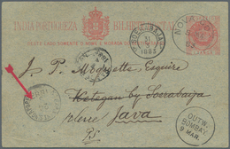 Timor: 1883. Portuguese India Postal Stationery Card '1 Tanga' Carmine Cancelled By Nova Goa Date St - Timor Oriental