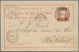 Timor: 1892. Timor Postal Stationery Double Reply Card Written From Dilly '10th Dec 92' Upgraded Wit - East Timor