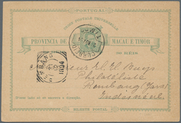 Timor: 1894. Timor Postal Stationery Card 30 Reis Green Cancelled By Timor Date Ate Stamp '24th Nov - Timor Oriental