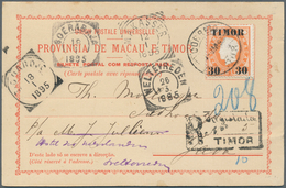 Timor: 1895. Registered Timor Postal Stationery Double Reply Card Bearing Timor SG 31, 30 On 300r Or - Oost-Timor