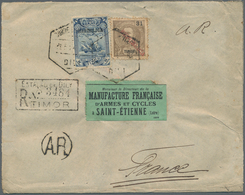 Timor: 1924, 31a. Brown/black On Cream And 8a. Blue On Registered Avis De Reception Cover From Timor - East Timor