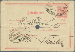 Thematik: Musik / Music: 1892, Telegrammaufgabeschein 5 Heller Mit Sehr Seltenem Sonderstempel "K.K. - Musica