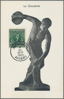 Thematik: Olympische Spiele / Olympic Games: 1920, ANTWERPEN: Statue Of Discusthrower With 5 C. Olyp - Sonstige & Ohne Zuordnung