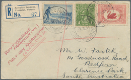Thematik: Pfadfinder / Boy Scouts: 1934, Australia, 1 D Green KGV, 1 1/2 D Scarlet "swan" And 3 D Bl - Other & Unclassified