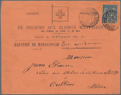 Thematik: Rotes Kreuz / Red Cross: 1896 MADAGASKAR Rote Kreuz-Vordruckbrief-Vorderseite "De Secours - Rode Kruis