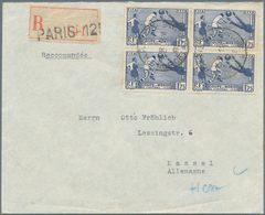 Thematik: Sport-Fußball / Sport-soccer, Football: 1938, France. Registered Cover With Block Of 4 "Co - Otros & Sin Clasificación