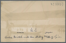 Thematik: Zeppelin / Zeppelin: 1909, LZ 3 (Z I), Ansichtskarte "Vordere Gondel Nach Abstieg, 5 Uhr N - Zeppelines