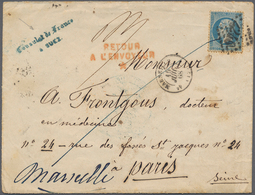 Ägypten: 1868. Envelope Written From The 'Consulat De France A Suez' With (consul Seal On Reverse An - 1866-1914 Khedivato De Egipto
